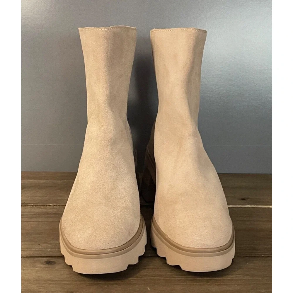 Dolce Vita Martey H2O Women's Size 10 Boots Taupe Suede Waterproof Block Heel - Picture 3 of 15